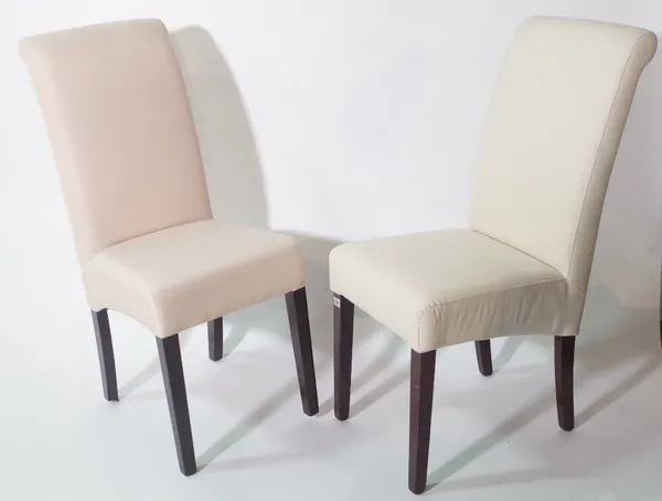 A set of three 20th century hardwood framed dining chairs on tapering supports.  Provenance; property from the late Sir David TangThis lot has been im