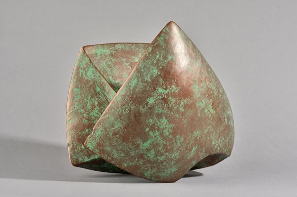 A verdigris bronzed plaster maquette in the manner of Henry Moore, incised 'HM28', 28.5cm high, (a.f.). Illustrated £20