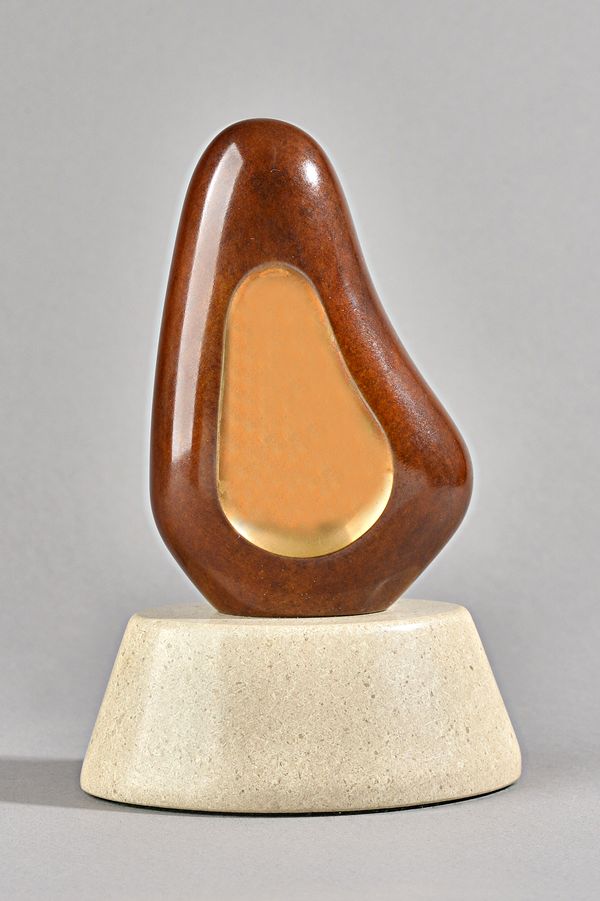 Mark Stoddart (British b.1964) abstract bronze on a stone plinth, signed. 20cm high overall. DDS