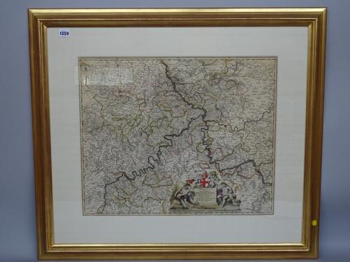 A map by F. DE WIT:  Archiepiscopatus et Electoratus Trevirensis  . . .  49cm x 58cm within mount, hand-coloured, engraved pictorial cartouche title,