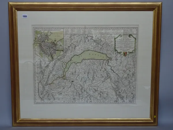 A map by Philippe BUACHE:  Carte du Lac de Geneve  . . .  52cm x 67cm within mount, partly hand-coloured, decorative cartouche title, inset plan of Ge