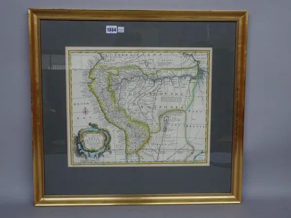 Three maps by Emanuel BOWEN: South American, framed and glazed :  Paraguay, Rio de la Plata (etc);  Peru, and the Country of the Mazones;  Brasil.  al