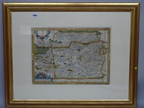 A map by Wolfgang LAZIUM:  Austriae Descrip.  36cm x 49cm within mount, hand-coloured, cartouche strapwork title and scale bar, (? Antwerp, 1595), fra