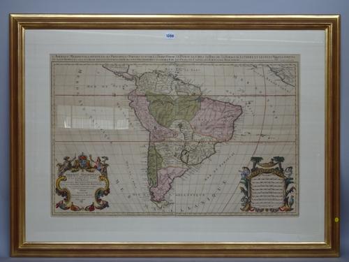 A map by Alexis - Hubert JAILLOT:  Amerique Meridionale  . . .  , 57cm x 88cm within mount, hand-coloured, pictorial cartouche and detailed headline t