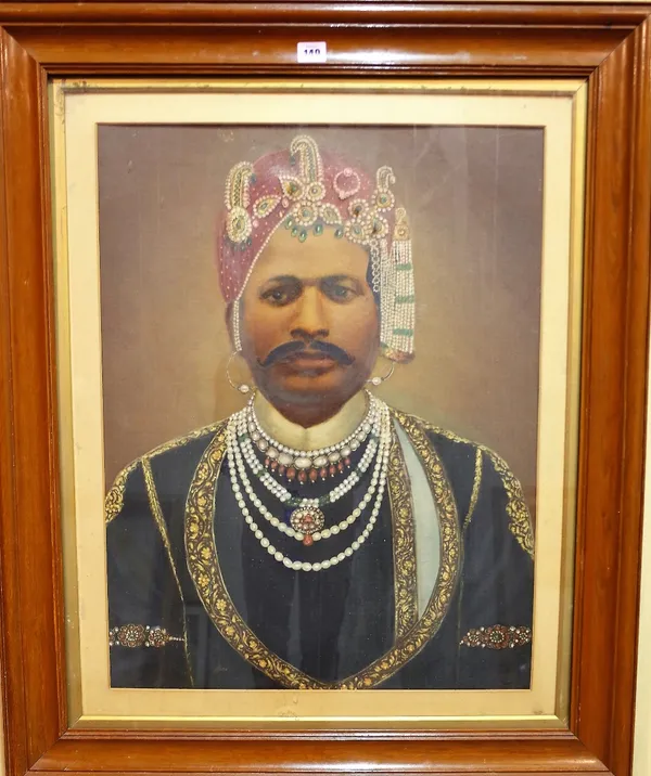 Indian School (early 20th century) Portrait of an Indian prince, Portrait of an Indian dignitary, a pair, oil on canvas over projected base, laid on b