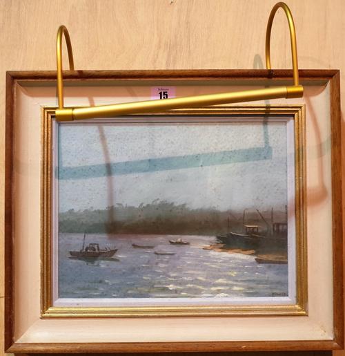 Pip Todd-Warmoth (British b.1962) The boatyard, Chappora, Goa, oil on board, signed with initials and dated 93, 22cm x 29cm.  DDS  Provenance; propert