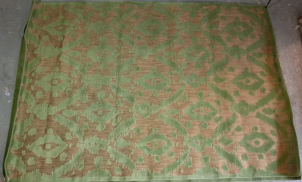 Feizy Rugs; two late 20th century light green patterned carpets, with green abstract pattern, 320cm x 222cm. (2) Provenance; property from the late Si