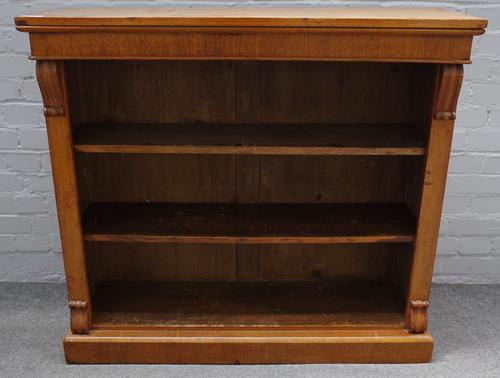 A Victorian oak floor standing open bookcase on plinth base, 107cm wide x 97cm high.