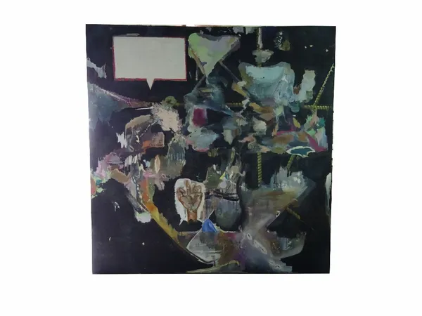 20th century School, Abstract with speech bubble, oil on canvas, 216cm x 211cm. Provenance; property from the late Sir David Tang This lot has been im