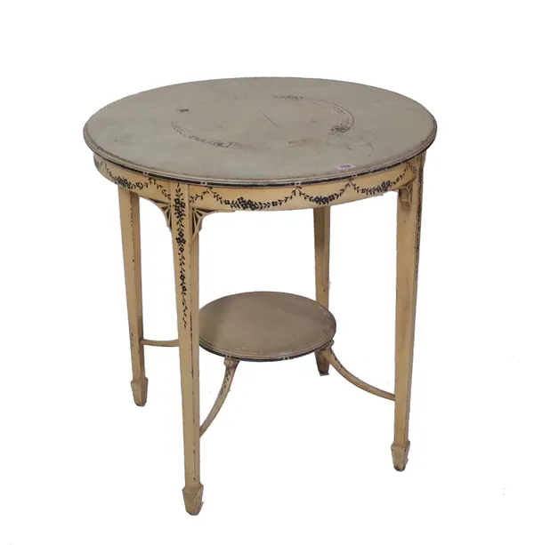 A George III style cream painted circular two tier occasional table, 68cm wide x 71cm high.  Provenance; property from the late Sir David Tang This lo