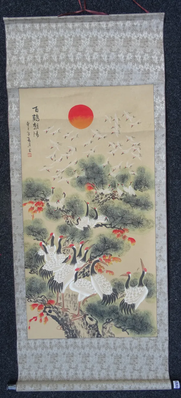 A group of Chinese scroll pictures, various subects including landscapes, (15).