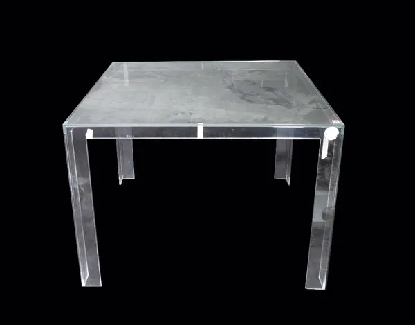 Tokuyjin Yoshioka for Kartell; an "Invisible" clear acrylic square occasional table, circa 2010, 100cm square. Provenance; property from the late Sir