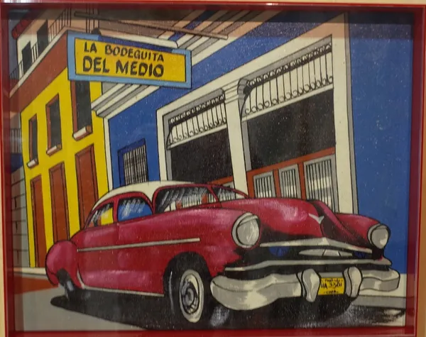 Cuban School (20th century) La Bodeguita del Medio, a set of four, oil on canvas, each 35.5cm x 44cm. (4) Provenance; property from the late Sir David