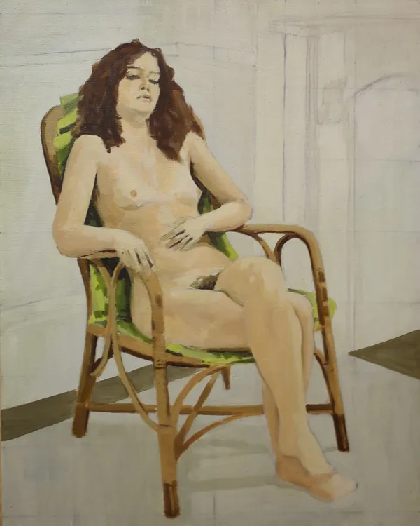 Sir David Tang, (1954-2017), Nude; Portrait, two, oil on canvas, both unframed, the first 76.5cm x 60cm, the second 60.5cm x 76cm, (2) Provenance; pro