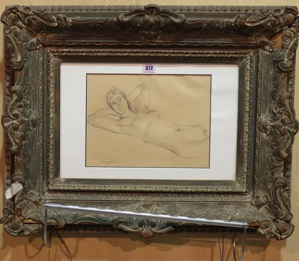 ** Cataque (20th century) Reclining nude, pencil, indistinctly signed, 23cm x 30.5cm. Provenance; property from the late Sir David Tang This lot has b