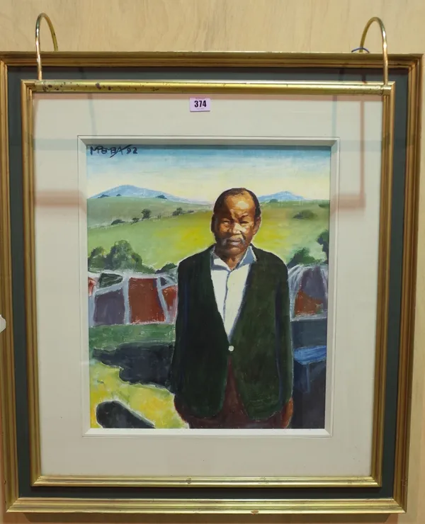 M ** Pemba (late 20th century) Portrait of a man, oil on board, signed and dated 92, 44cm x 37cm. Provenance; property from the late Sir David Tang Th