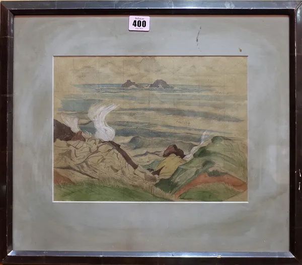 John Northcote Nash (British 1893-1977) Coastal scene, watercolour and pencil on squared paper, signed, 22cm x 29cm. DDS Provenance; property from the