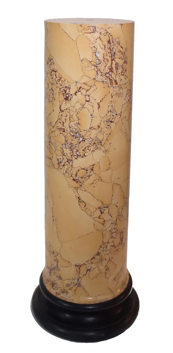 A 20th century yellow scagliola marble cylindrical column, 30cm wide x 112cm high. Provenance; property from the late Sir David Tang This lot has been