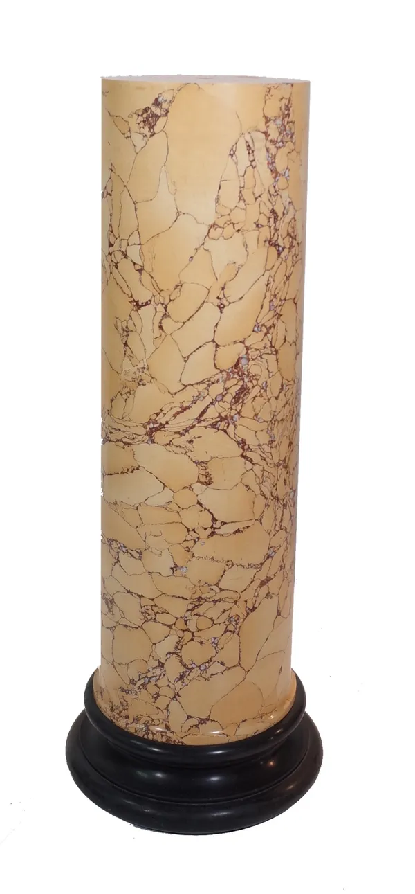 A 20th century yellow scagliola marble cylindrical column, 30cm wide x 112cm high. Provenance; property from the late Sir David Tang This lot has been