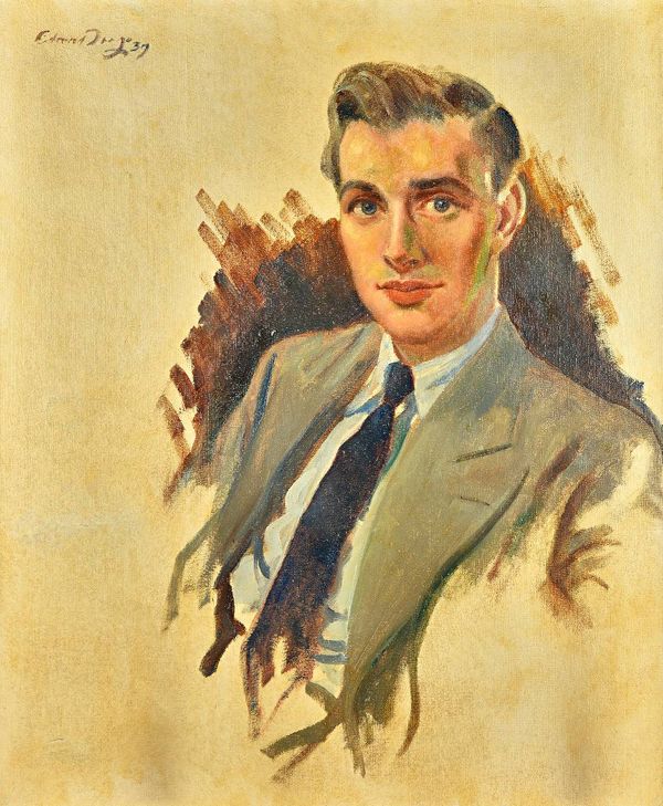 Edward Seago (1910-1974), Portrait of a young man, oil sketch on canvas, signed and dated 37, 74.5cm x 62cm.  DDS  Provenance; property from the late