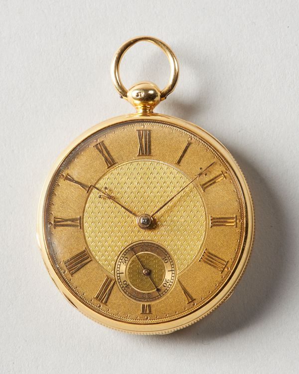 A FINE 18ct. GOLD OPEN-FACED POCKET CHRONOMETERBy James McCabe, London, No. 14424, hallmarked for London 1835The case with convex glass, plain ring su