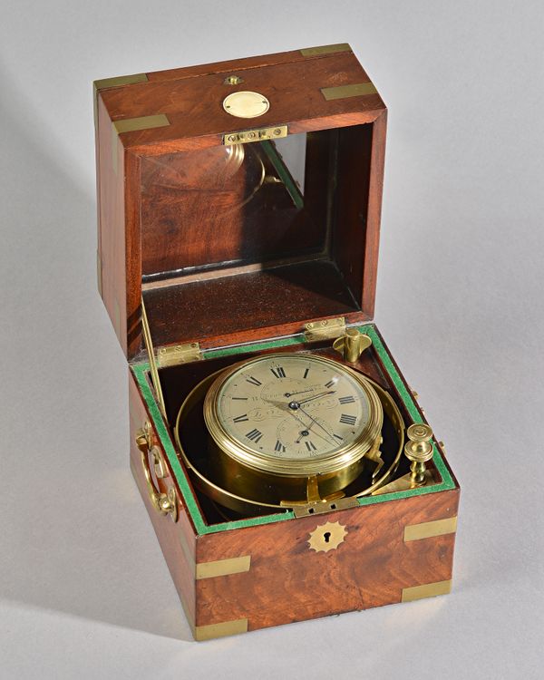 A Fine & Rare mahogany and brass-bound eight-day chronometerBy Hatton & Harris, London No. 505, circa 1820, the mahogany case possibly original, and c