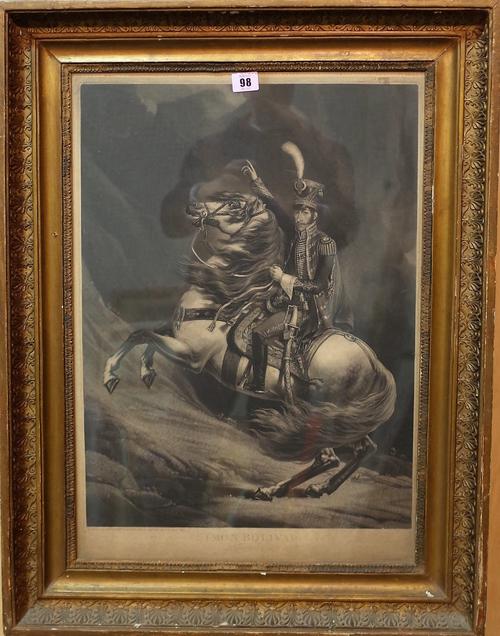 After S.W Reynolds "Simon Bolivar", Libertador, mezzotint, 59cm x 40.5cm.  Provenance; property from the late Sir David TangThis lot has been imported