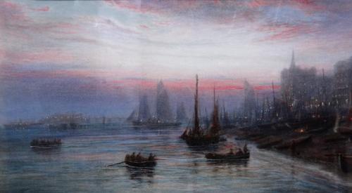 Fred Miller (fl.1886-1897), Evening, Brighton, Looking West from Hotel Metropole, watercolour, signed, 29cm x 49cm.