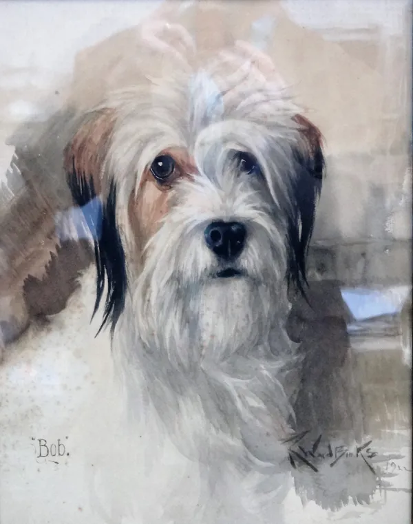 Reuben Ward Binks (1880-1950), 'Bob', terrier dog watercolour, signed titled and dated 1922', 37.5cm x 29cm. ARR