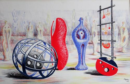 Henry Moore (1898-1986), Sculptural objects, lithograph, 1949 from the 'School Prints' series, signed in the plate, unframed, 49.5cm x 76cm   ARR