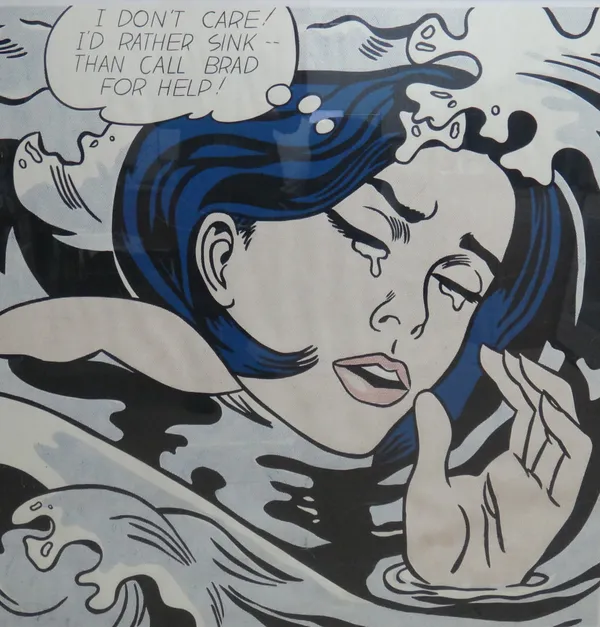 After Roy Lichtenstein, Drowning Girl, silkscreen print, 116cm x 114cm