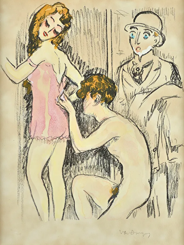 Kees van Dongen (1877-1968), Arcade, agrafe le robe de Gilberte, devant Maurice surpris: illustrations from 'Le revolte de Anges' by Anatole France, l