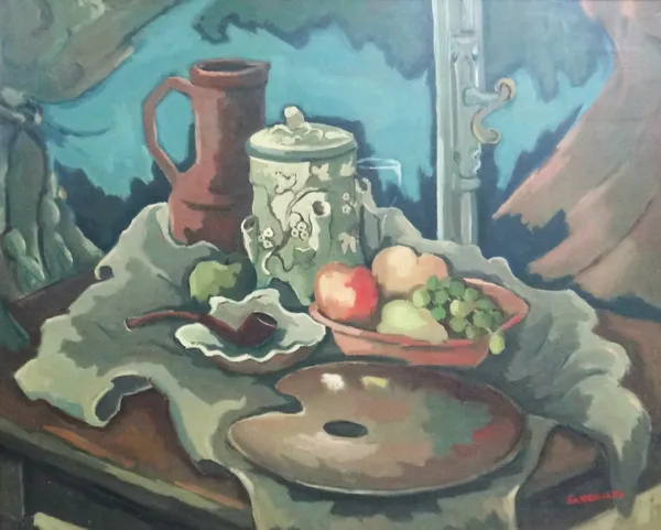 ** Sangouard (20th century), Still life studies, two, oil on canvas, one signed, one unframed, the larger 76cm x 95cm.(2)