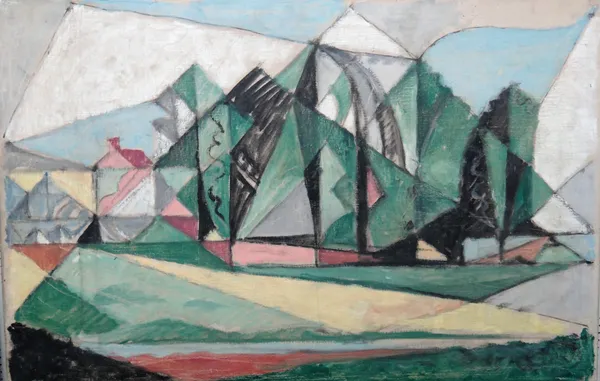 Attributed to Albert Edward Berbank, (1896-1961), Landscape, oil on canvas, unframed, 50cm x 76cm.