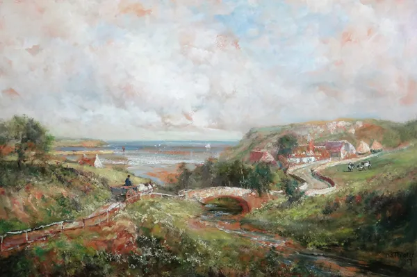 John Falconar Slater  (1857-1937), Landscape near the coast, oil on board, signed and dated 1927, 55cm x 79cm.