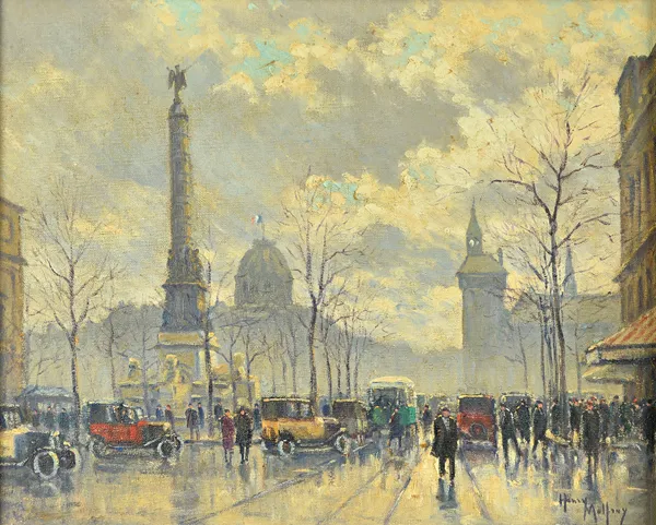 Henry Malfroy (French, 1895-1944), Place du Châtelet, Paris, oil on canvas, signed, 31.5cm x 39cm. Illustrated