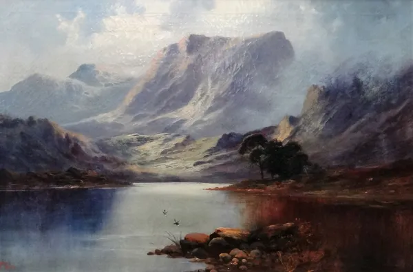 Attributed to John Henry Boel (fl. 1889-1912), Highland loch landscape, oil on canvas,bears a signature and date 1909, 49.5cm x 75cm.