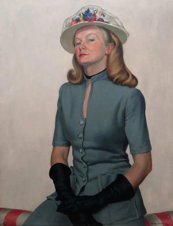 John Whitlock (b.1913), Portrait of a young woman, oil on canvas, signed and dated '49, 90cm x 70cm.