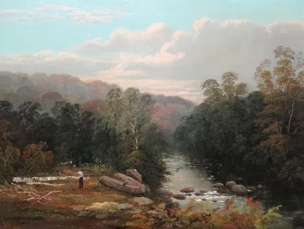 Robert Allan (19th/20th century), Wooded river scene, oil on canvas, signed, 34cm x 44cm.