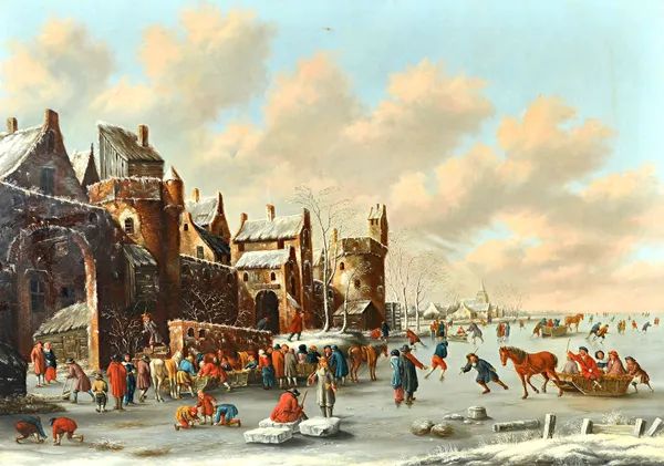 ** von Straubenzee (19th century), A Frost Fair, oil on canvas, signed and dated 1834, 100cm x 143cm. AFTERSALE