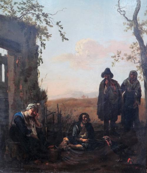 Circle of Pieter Jacobsz. van Laer, Peasants in a landscape, oil on panel, 41.5cm x 35cm.Provenance: Private Collection, UK, since before 1901Literatu