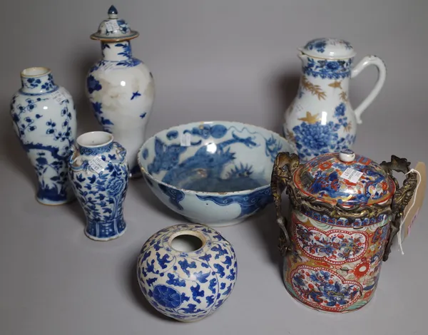 Asian ceramics,a group of 18th century and later decorative vases, mainly blue and white, (qty).