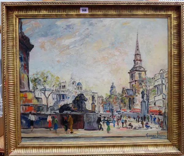 George Hahn (20th century), Trafalgar Square, oil on canvas, signed, 49cm x 60cm.