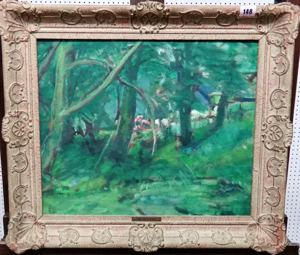 E. Bott (20th century), Wooded scene, oil on board, 38cm x 46cm.