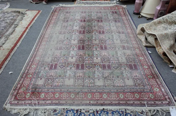 An Indian silk compartment carpet, 273cm x 180cm.