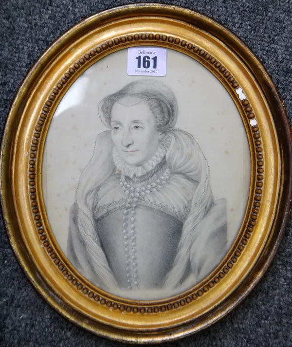 A hand tinted lithograph, possibly of Mary Queen of Scots.