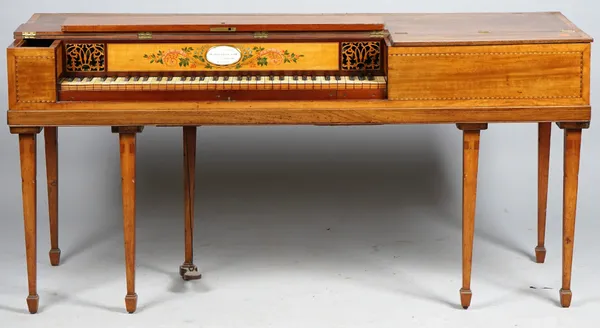 Muzio Clementi & Compy No26, Cheapside London; a George III inlaid mahogany and satinwood square piano on tapering square supports, number stamped 180