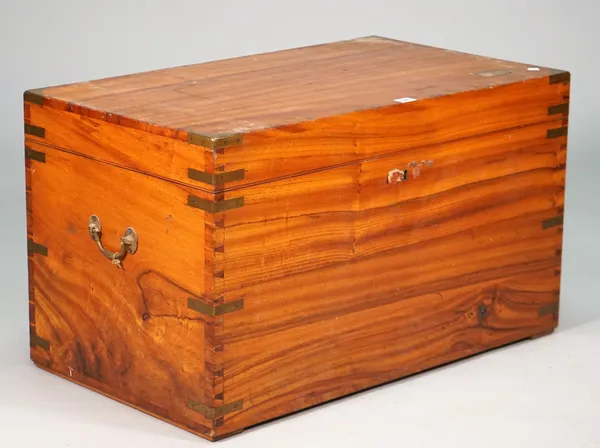 Army & Navy C.S.L makers; an early 20th century brass bound rectangular camphor wood trunk, 81cm wide x 48cm high.