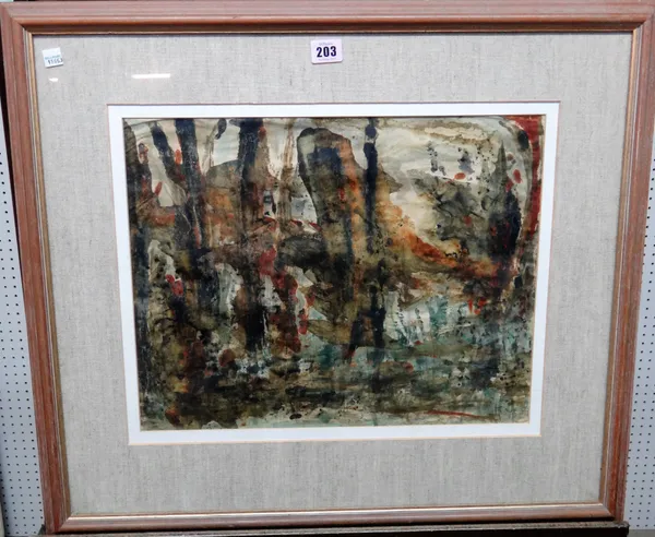 Margaret Kaye (1912-2002), Marshland, mixed media, signed and dated '89, 34cm x 43.5cm.