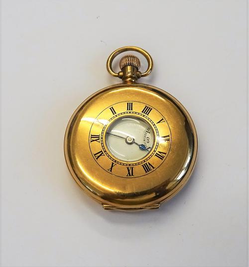 A 9ct gold cased, keyless wind, half hunting cased gentleman's pocket watch, the jewelled lever movement detailed Astral Pat.No 21180, 9ct gold inner